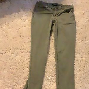 Olive green crop jeans